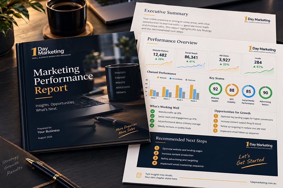 Plain English monthly marketing report